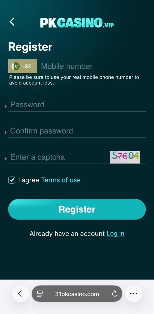 PKCasino Game Register